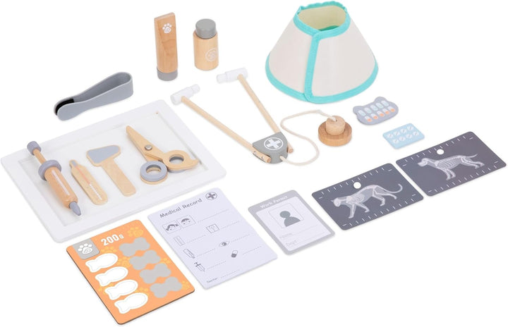 mamabrum Tierkrankenhaus aus Holz – Komplettes Tierarzt Spielset für Kinder ab 3 Jahren - Holz Tiera