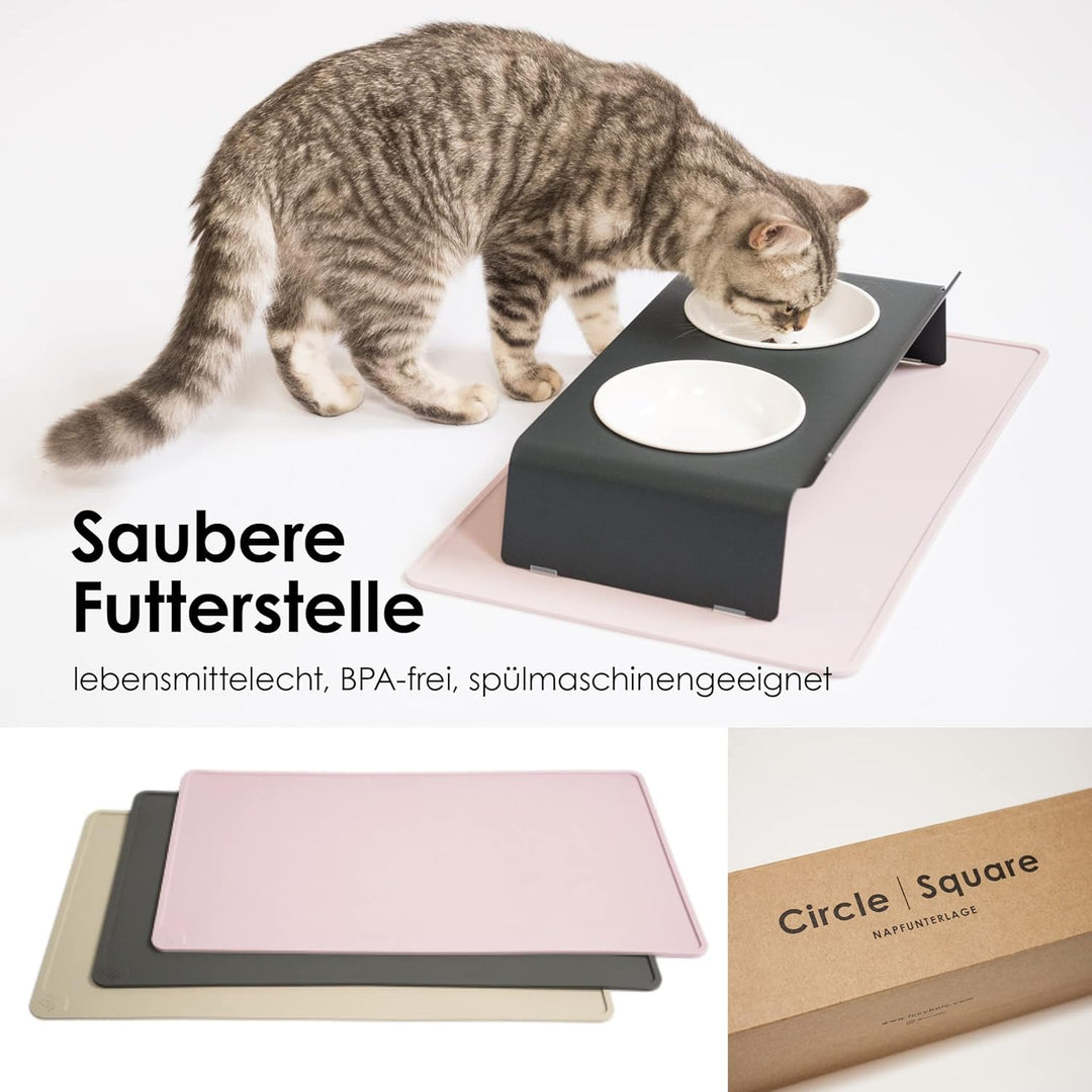 LucyBalu® Napfunterlage für Katzen | Katzenmatte für Wasser- & Futternapf | Silikonmatte als rutschf