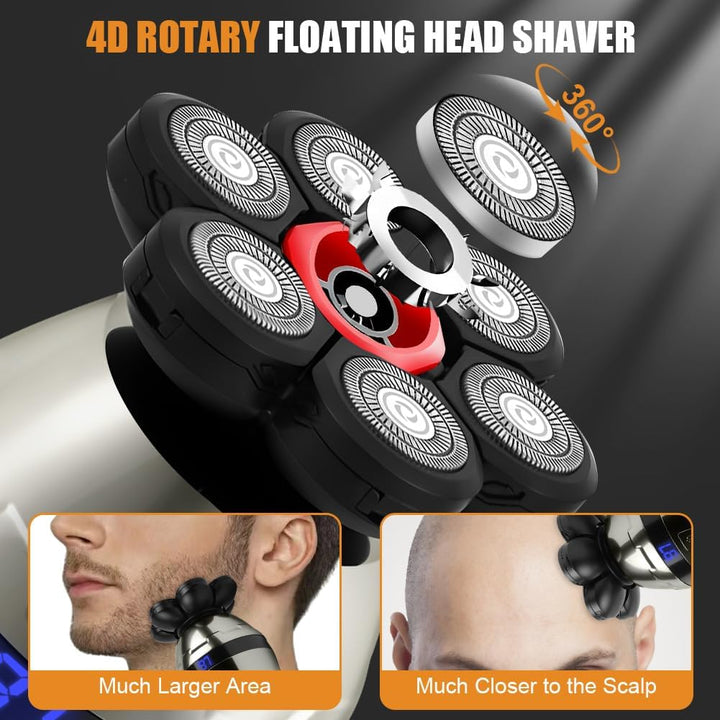 LOPHE Glatzen Rasierer Herren, 5 in 1 Kopfrasierer IPX6 Wasserdichter, Glatze Kopf Rasierer mit 7D M