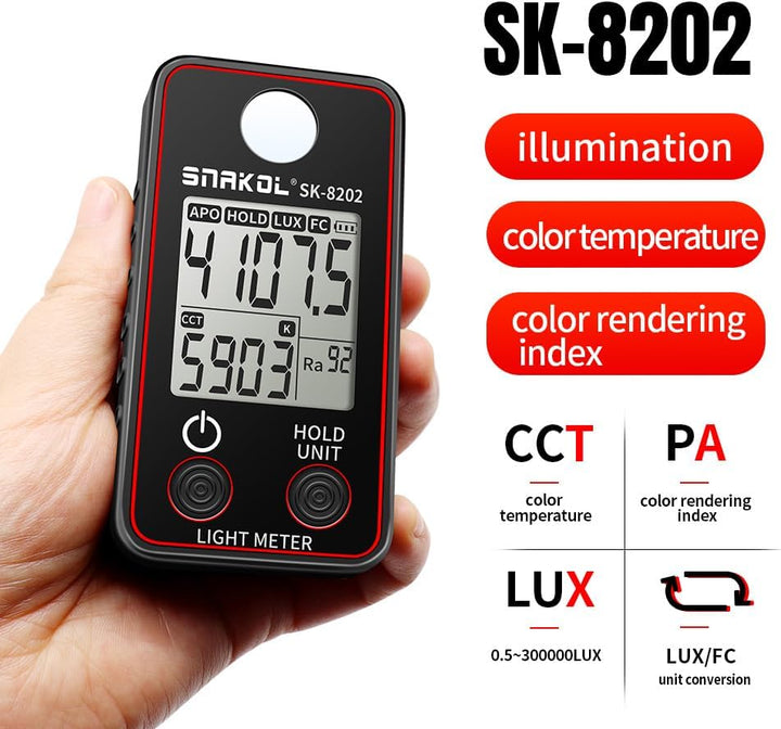 Farbtemperaturtester Hochpräzises Beleuchtungsstärkemessgerät 0,5-300000 LUX LED-Beleuchtungstestmes