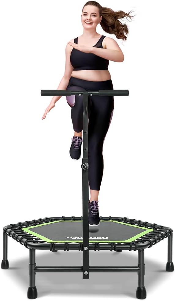 ONETWOFIT 114cm Trampolin Outdoor,Rückprall Trampolin für Erwachsene, Leises Mini Trampolin für das