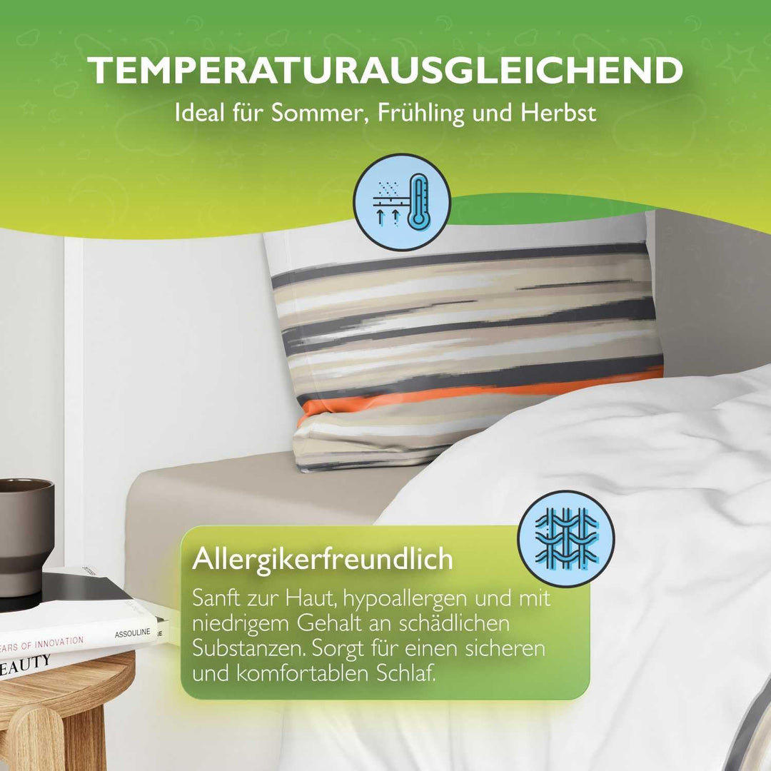 ETÉREA Renforcé Bettwäsche 200x200cm + 2X 50x75cm - 100% Baumwolle Bettbezug Jeanine natürlich weich