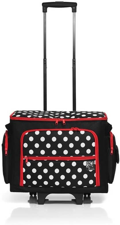 Prym 612630 Nähmaschine Trolley Polka Dots, schwarz/rot/weiss, 44 x 22 x 36 cm