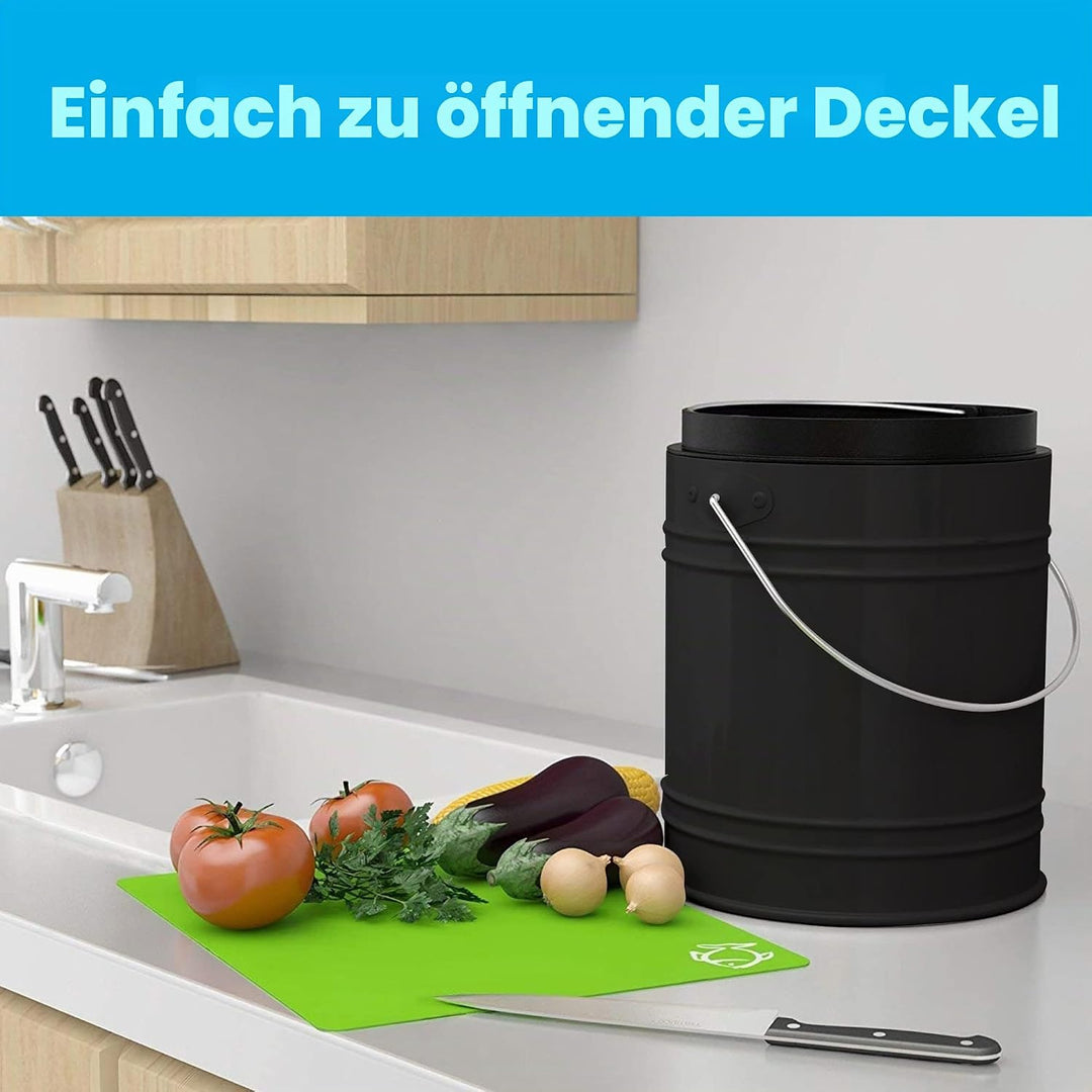 5 Liter Küchen Bio Mülleimer und geruchsdichter Komposter Eimer mit Aktivkohlefilter im Deckel – Bio