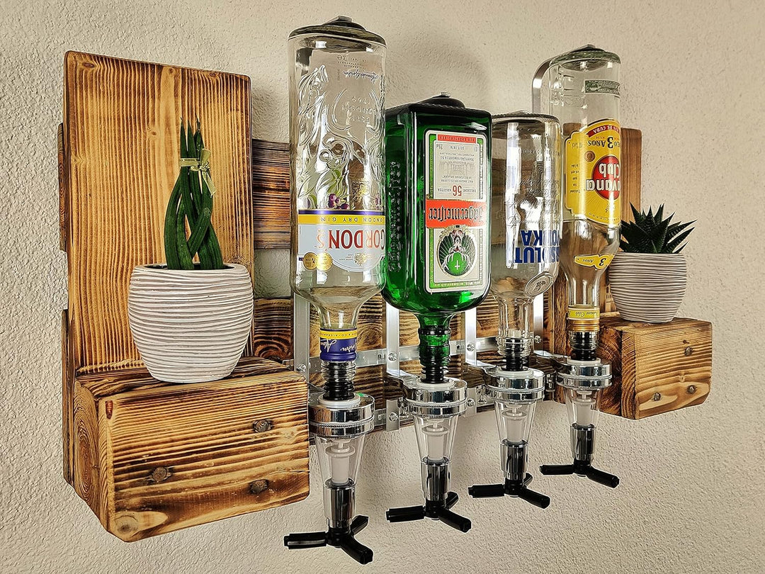 Schnapsbar mit Getränkespender Wandbar mit Flaschenhalter Weinregal aus Palette Weinbar aus Holz 4 D