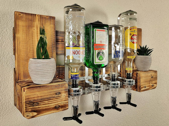 Schnapsbar mit Getränkespender Wandbar mit Flaschenhalter Weinregal aus Palette Weinbar aus Holz 4 D
