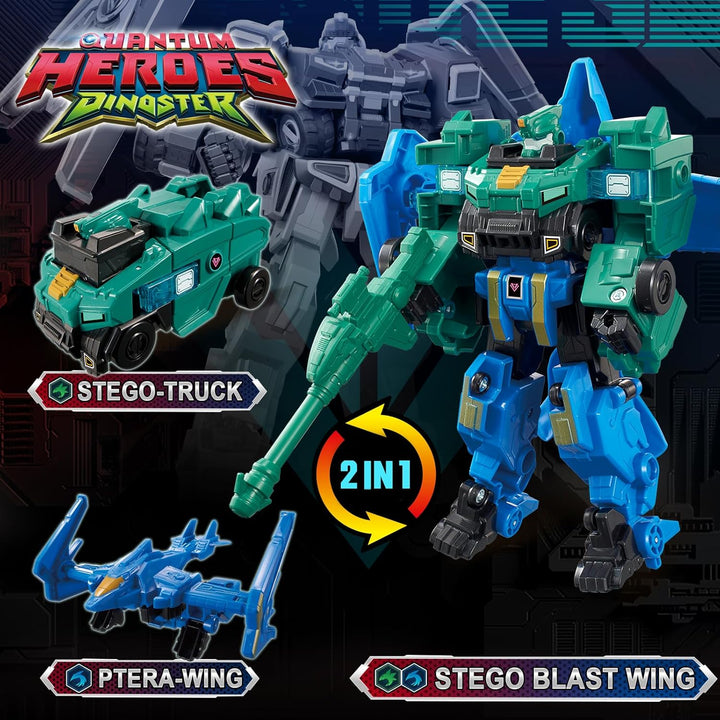2 in 1 Transforming Roboter Stego Blast Wing, 7,28 Zoll, Roboter Spielzeug für Kinder, Chariot und T