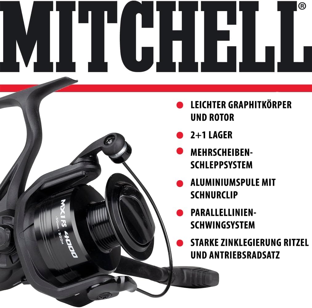 Mitchell MX1 FS 6500 Freilauf Angelrolle ohne Schnur - Spinnrolle und Freilaufrolle für Angler - Rob