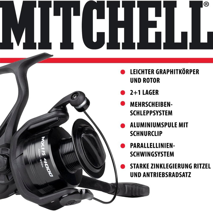 Mitchell MX1 FS 6500 Freilauf Angelrolle ohne Schnur - Spinnrolle und Freilaufrolle für Angler - Rob