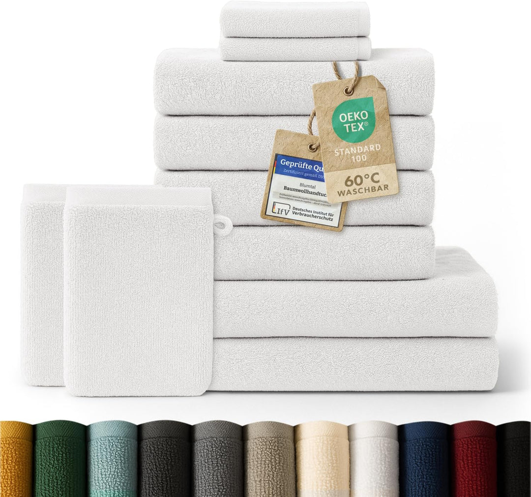 Blumtal Premium Frottier Handtücher Set mit Aufhängschlaufen - Baumwolle Oeko-TEX Zertifiziert, weic