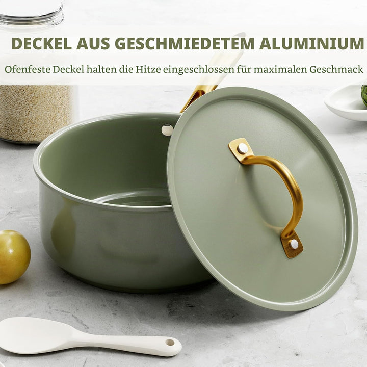 RIOVARM Induktion Töpfe und Pfannen Set mit Deckeln, Keramik Antihaft beschichtung Kochgeschirr-Set,