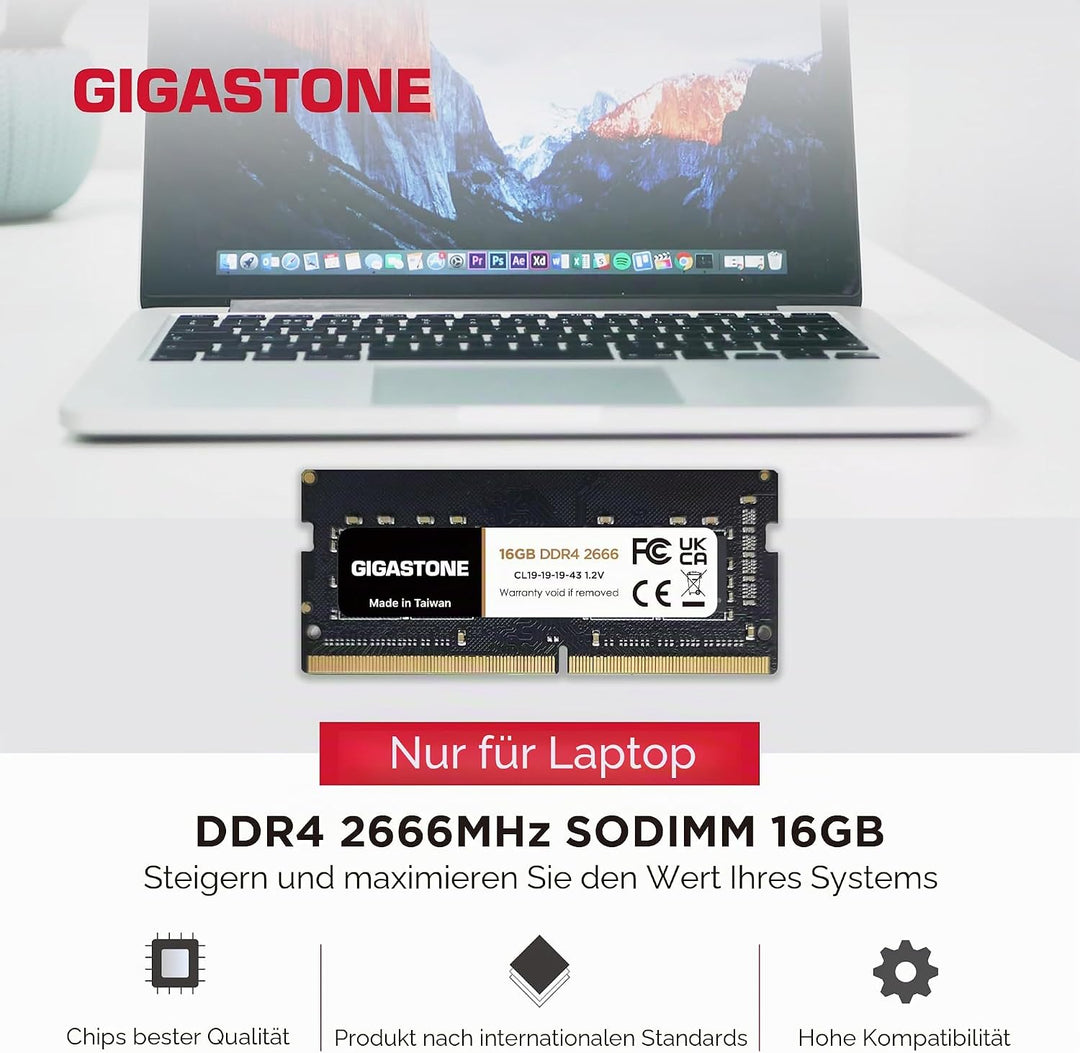 【DDR4 RAM Nur für Laptops】 GIGASTONE 32GB Kit (2x16GB) DDR4 2666MHz (2400MHz or 2133MHz) PC4-21300(P