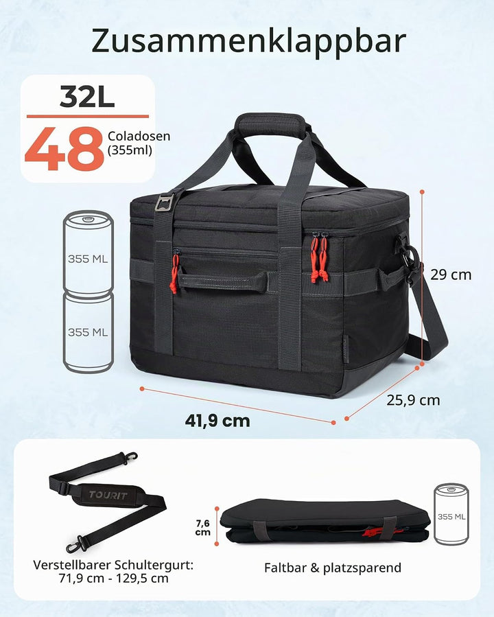 TOURIT Kühltasche Picknicktasche Isolierter weicher Kühler Gross Zusammenklappbar Thermotasche Leben