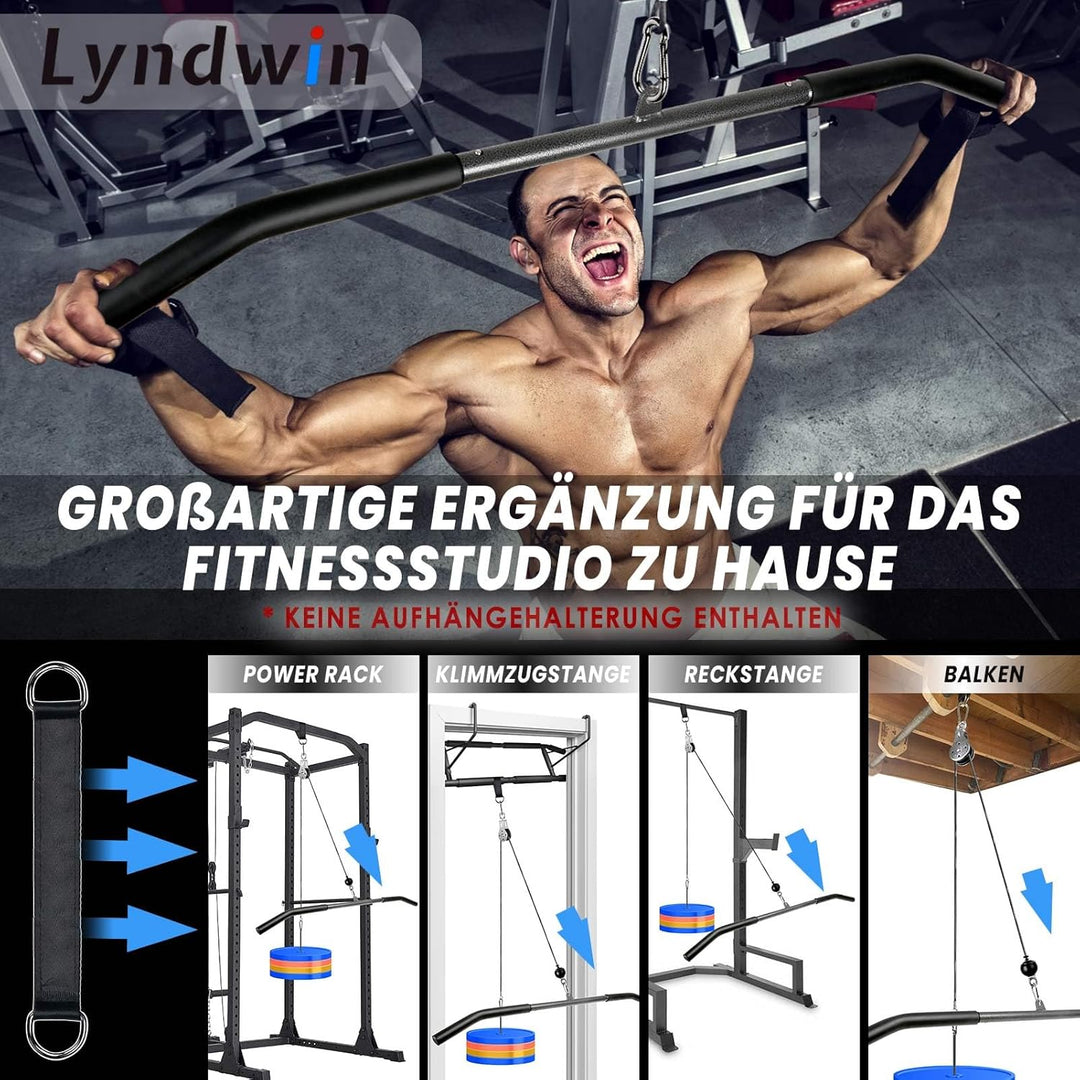 Lyndwin Kabelzug Fitness Latzug Gym Kabel, Fitness Kabelzug Set Trainer Trizeps Bizeps Rücken Arm Tr