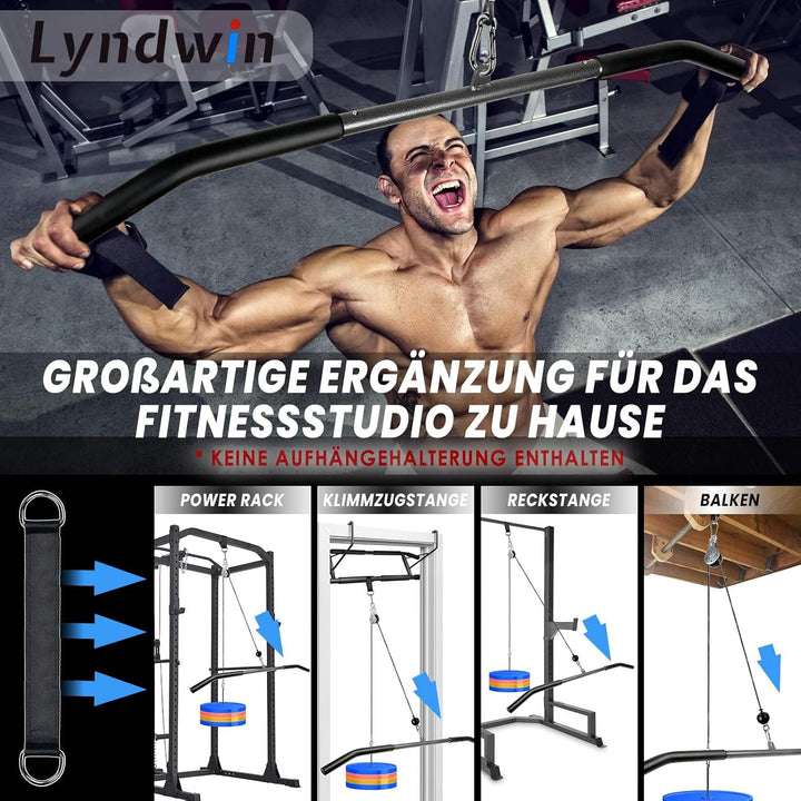 Lyndwin Kabelzug Fitness Latzug Gym Kabel, Fitness Kabelzug Set Trainer Trizeps Bizeps Rücken Arm Tr