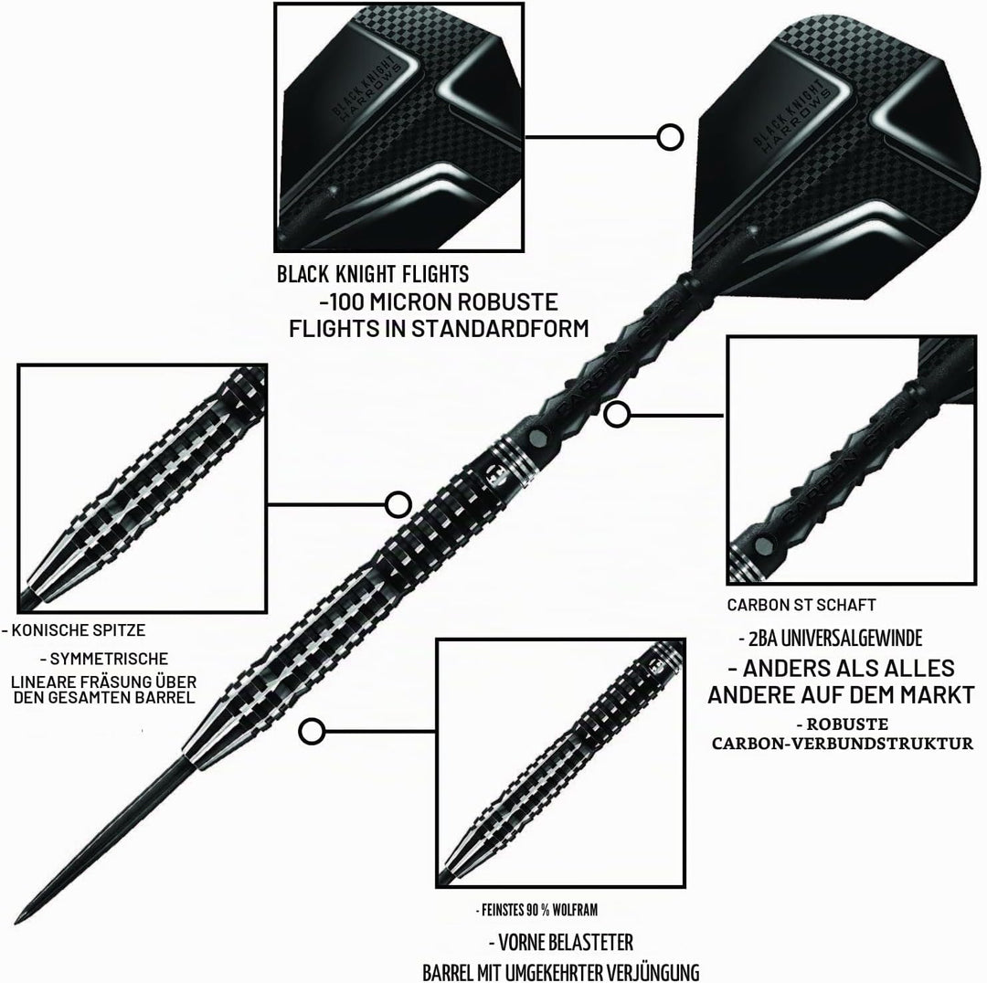 Harrows Steel Darts Black Knight 90% Tungsten Steeltip Dart Steeldart Hochwertiger Tungsten Dart Dar