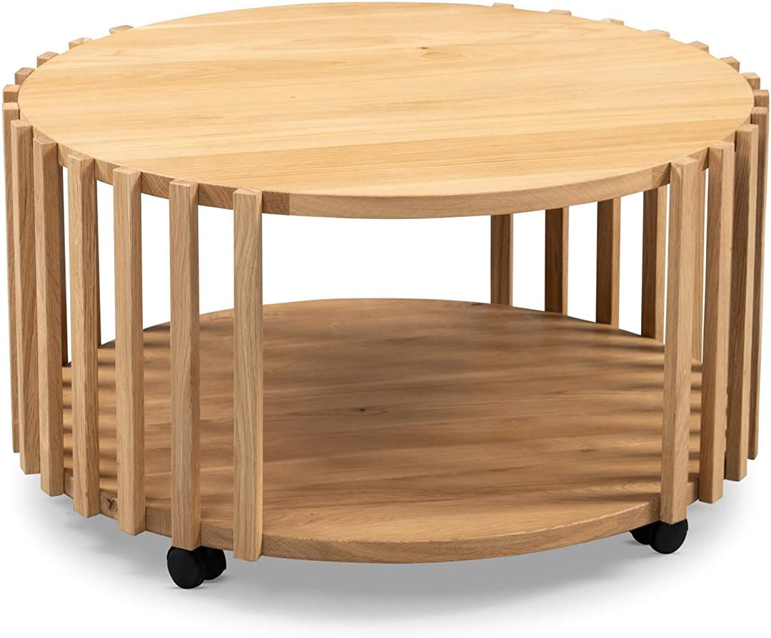 M2 Kollektion Mats 2 Couchtisch, Holz, Braun, D=70cm, H=40cm