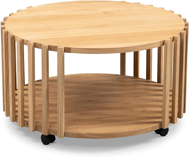 M2 Kollektion Mats 2 Couchtisch, Holz, Braun, D=70cm, H=40cm