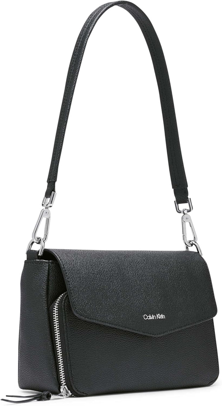Calvin Klein Ava Novelty Demi Schultertasche Einheitsgrösse Schwarz/Silber Strukturiert, Einheitsgrö
