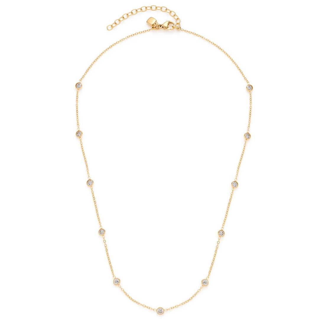Leonardo Ciao Halskette Mini, Kette aus Edelstahl mit Anhängern gold, klare Glas-Kristalle, 40-45 cm