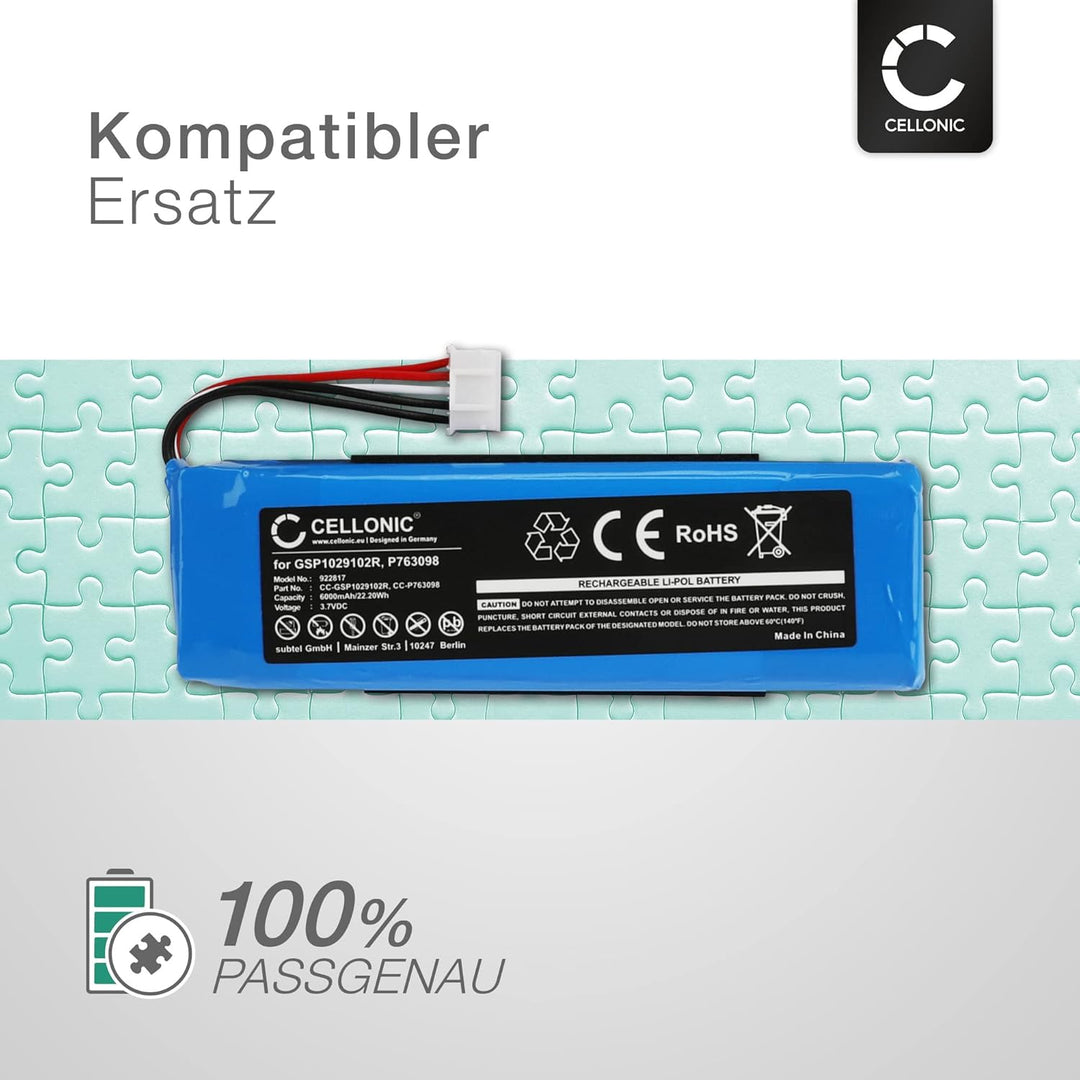 CELLONIC 1x Akku für Lautsprecher Kompatibel mit JBL Charge 2, Charge 2 Plus, Charge 3 (2015), GSP10