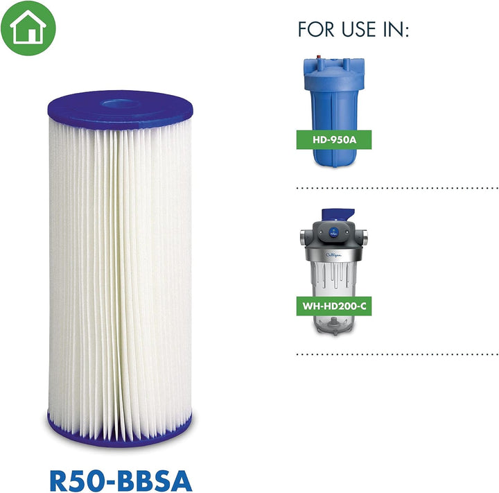 Culligan R50-BBSA 5 Micro 25,4 x 11,4 cm Ganzhaus-Plissee-Sedimentfilter, waschbar, Ersatzkartusche