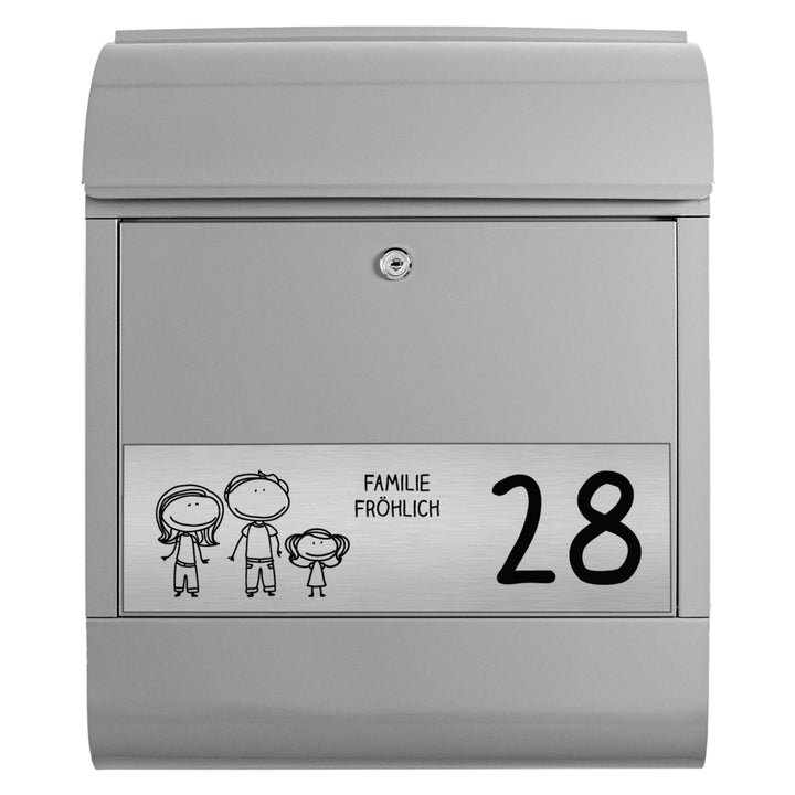 banjado® Briefkasten personalisiert mit graviertem Namensschild in Silber/Briefkasten silberfarben 3