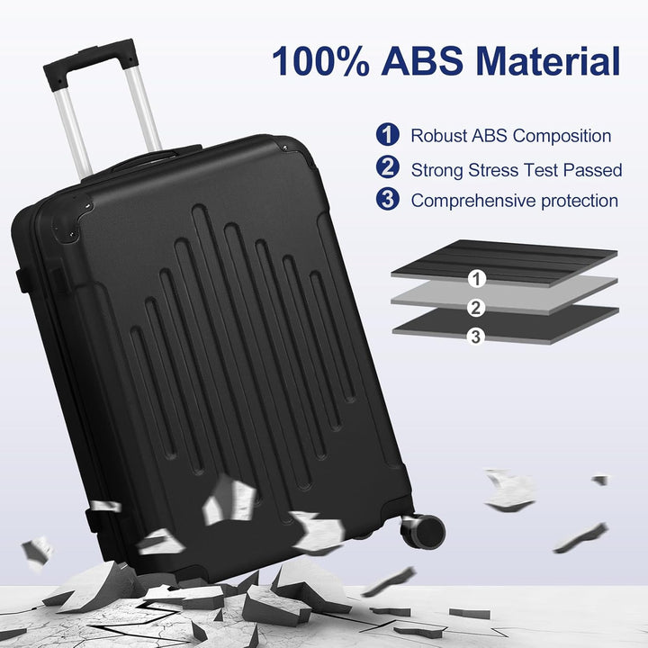 LALAHO Kofferset 5 teilig, Reisekoffer Set mit Kosmetikkoffer, Hartschalen Koffer Set aus ABS, Gepäc