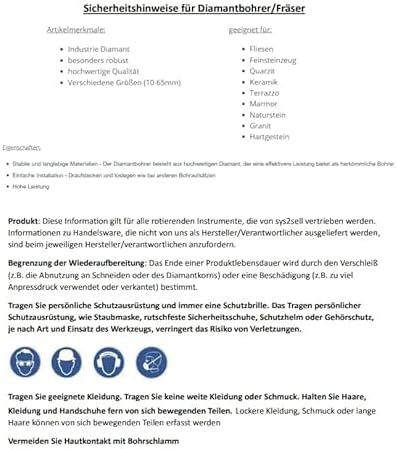 Premium Diamantbohrer CRONUS M14 10mm-65mm Bohrkrone Fliesenbohrer trocken 65mm, 65mm