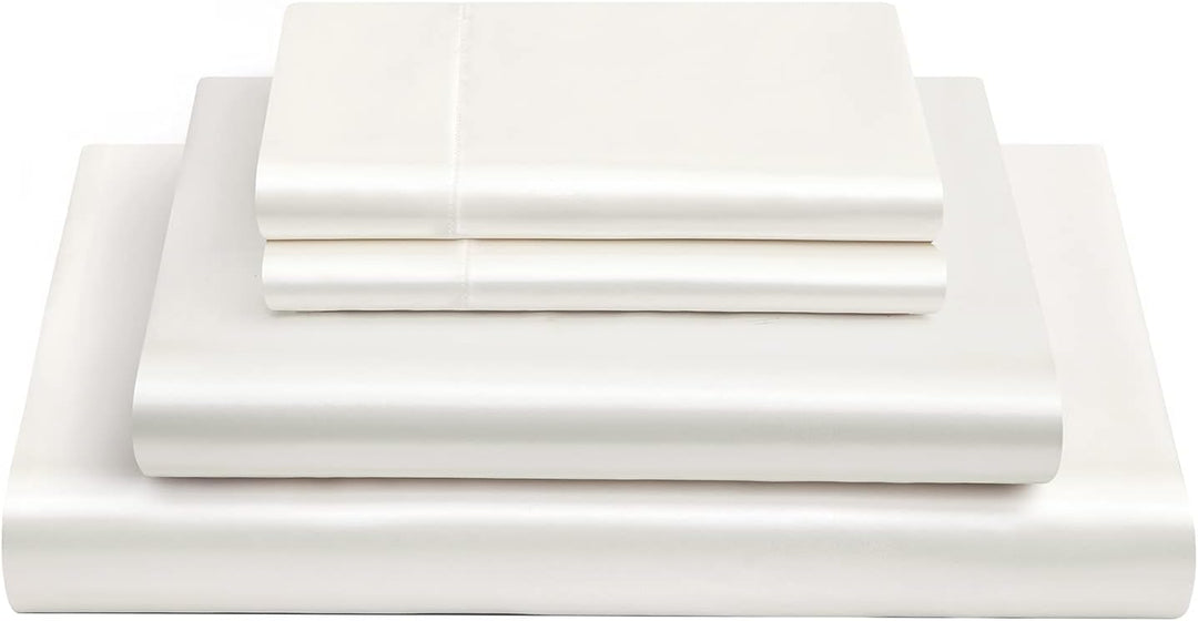 Vonty Satin-Bettlaken in voller Grösse, seidig weiches Satin-Bettlaken-Set, 1 Spannbetttuch mit tief