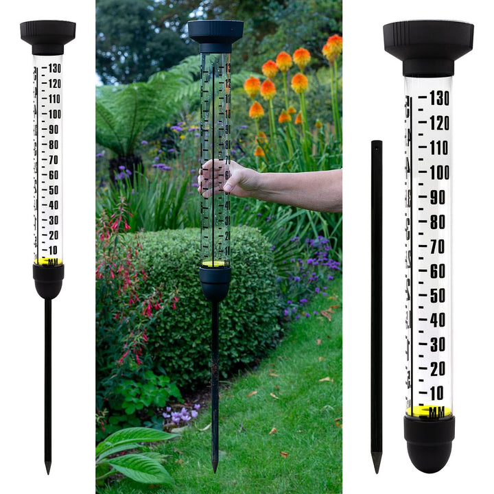 CKB LTD Regenmesser mit Erdspiess für den Aussenbereich, Regenmessung, Wasserzähler, Dual-Skala mit