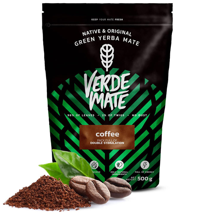 Mate Tee Verde Mate Set 1kg - Brasilien Yerba Mate Mas IQ, Coffee - mit Keramik Mate Becher Drive, B