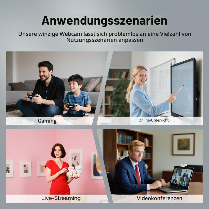 TOALLIN 2K Webcam mit Stativ für Streaming, 5 Megapixel, integriertes Mikrofon &amp; Privacy-Abdeckung,