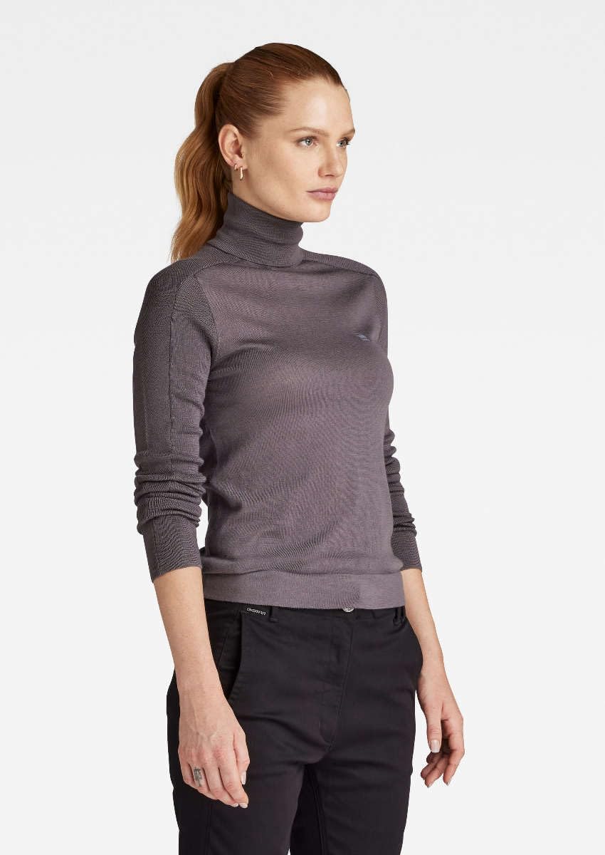 G-STAR RAW Damen Core Slim Turtle Knitted Pullover Knits XS Grau (Rabbit D23678-b692-g077), XS Grau