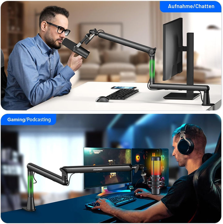 Mikrofon Arm,Aokeo AK-55 Niedriges Profil Mikrofon Ständer Arm für HyperX QuadCast,SoloCast,Elgato W