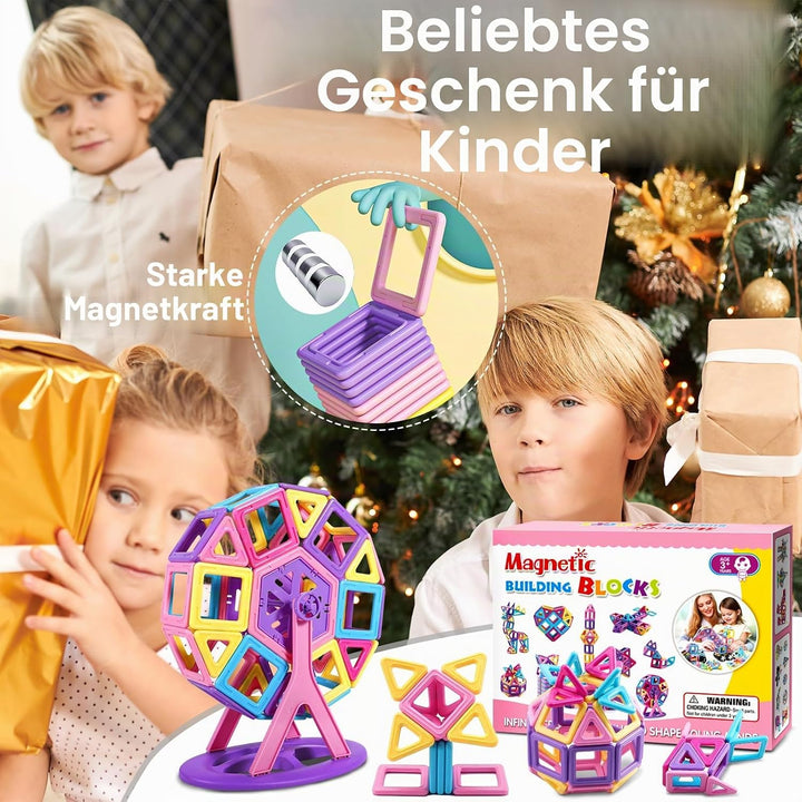 Magnetische Bausteine 60 Teile Magnet Spielzeug Kinder - Magnetspiel Magnetbausteine, Magnetic Build