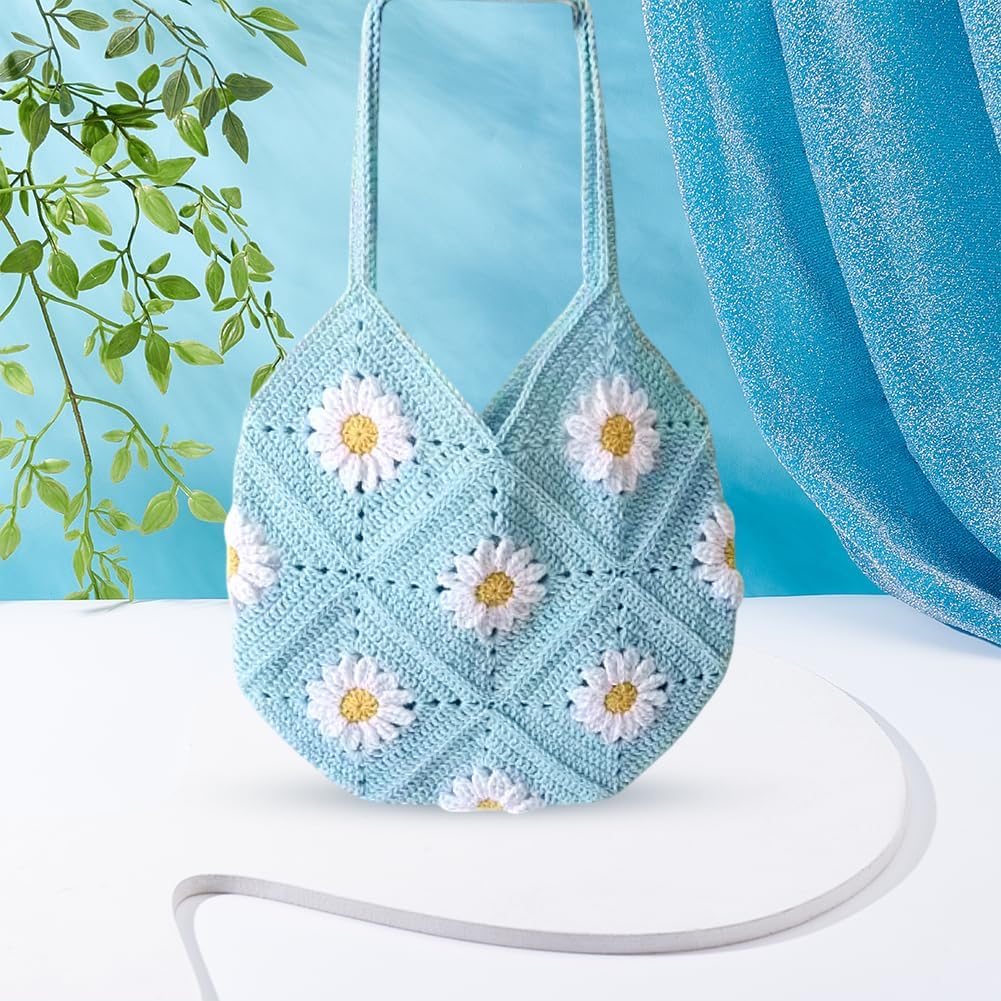 ORIGACH Häkel Tasche Set Für Anfänger, DIY Daisy Granny Square Tasche Starter Häkelset Für Erwachsen