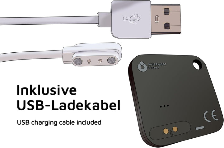 musegear Schlüsselfinder Recharge - weiss I aufladbar I mit Bluetooth App aus Deutschland - 4er Pack