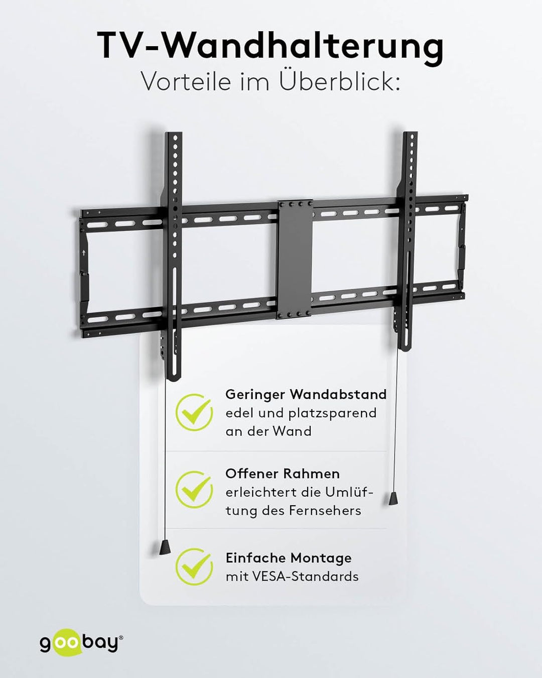 Goobay Wandhalterung 75 Zoll extra Flache Halterung für grosse Fernseher von 43 bis 100“ bis 75Kg ma
