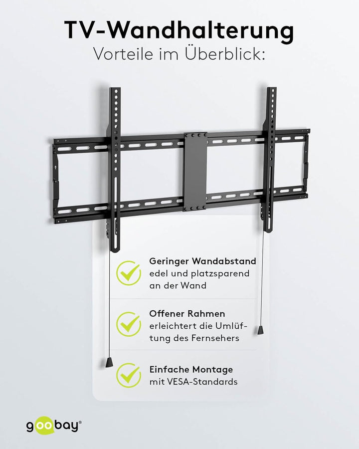 Goobay Wandhalterung 75 Zoll extra Flache Halterung für grosse Fernseher von 43 bis 100“ bis 75Kg ma