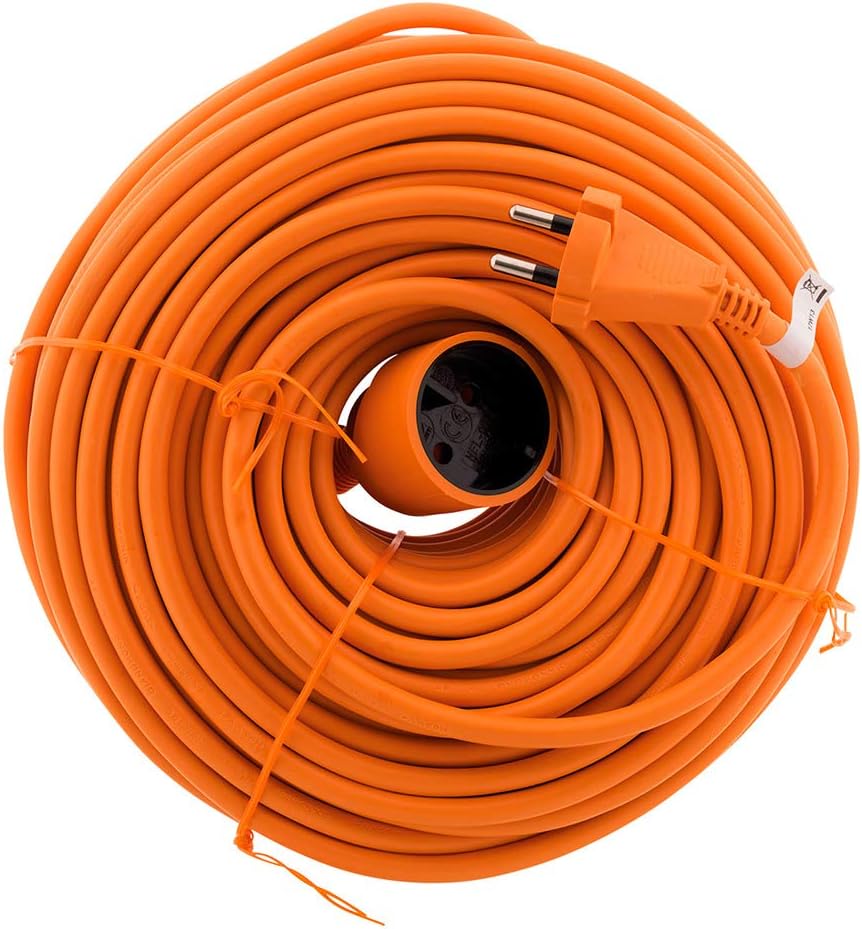 Zenitech Verlängerungskabel, 16 A, HO5VV-F, 2 x 1,5 mm², Orange, 50 m. Einzigartig, Einzigartig