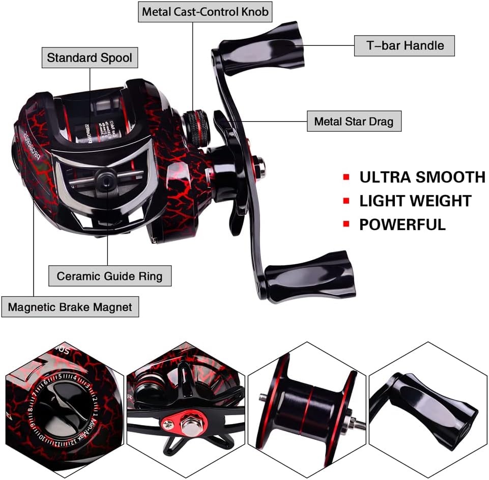 Angelrute und Rolle Combo, 2,1 m Kohlefaser Teleskop Angelrute mit Spinning/Baitcasting Reel Combos,
