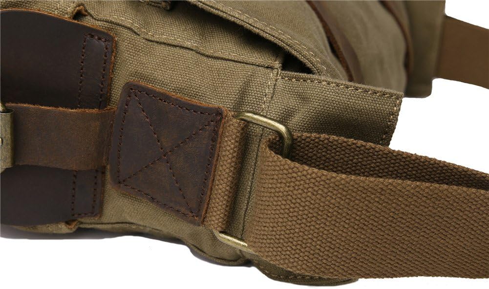 Sechunk Vintage Militär Leder Umhängetasche Canvas Laptop Tasche Retro Messenger Taschen Large--17‘’