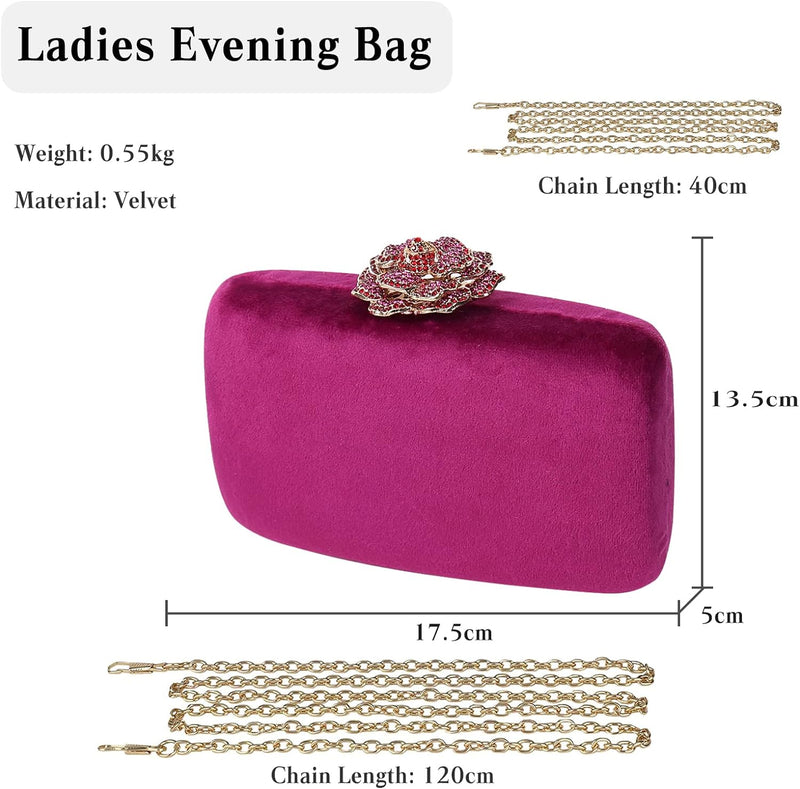 CORIOS Damen Abendtasche Samt Clutch Bag Glitter Handtasche Glänzend Schultertasche Kette Tasche Shi