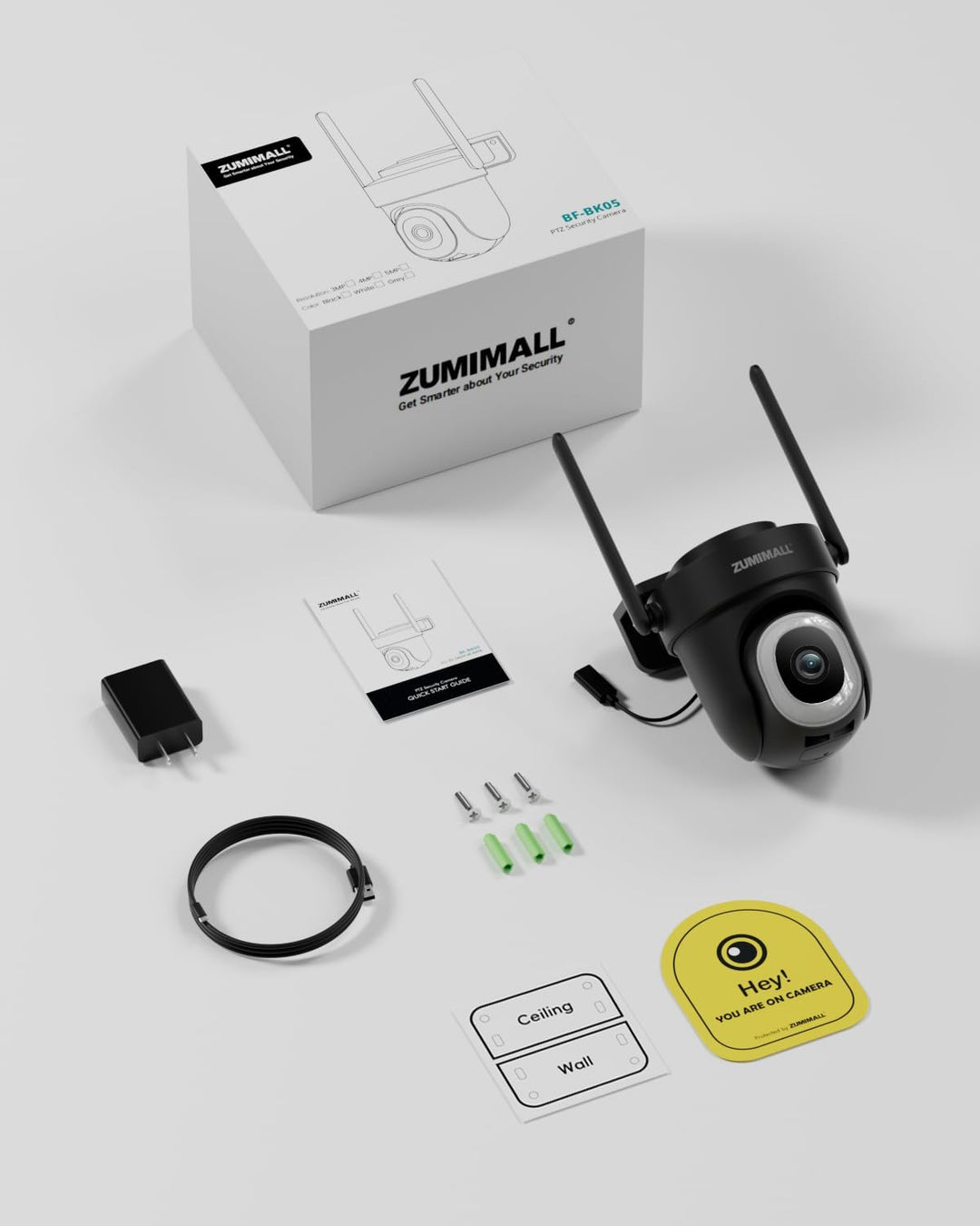 ZUMIMALL 2.5K Überwachungskamera Aussen mit Auto-Tracking, 24/7 Aufnahme | 355°/90° PTZ, Kabelgebund
