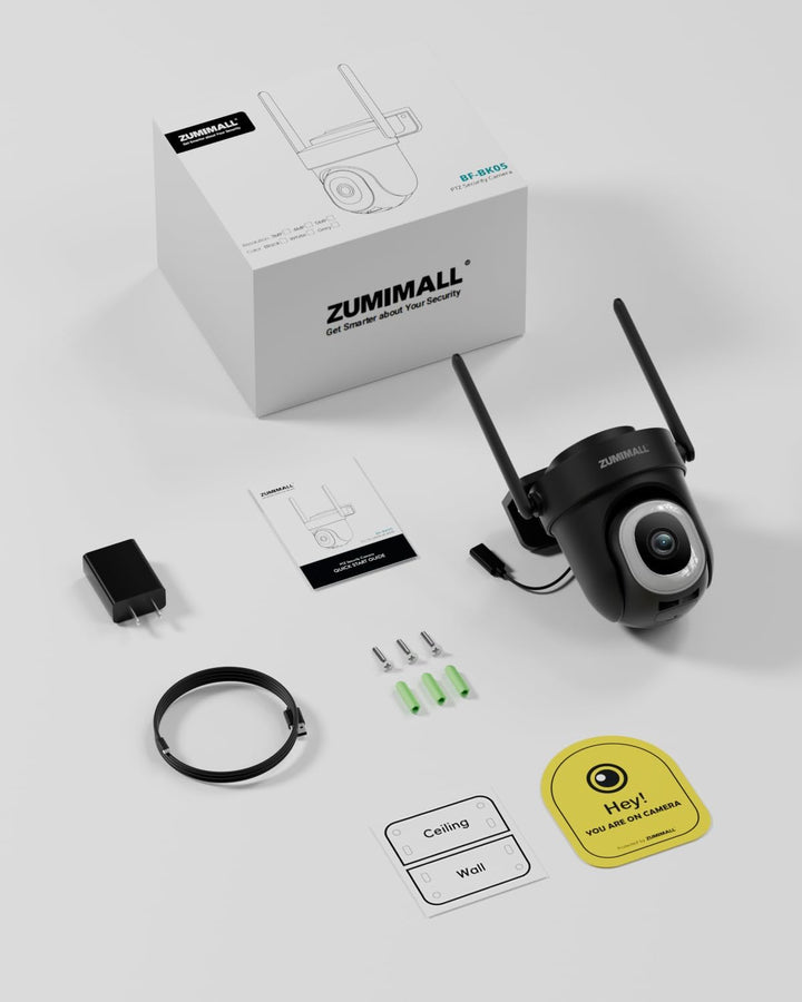 ZUMIMALL 2.5K Überwachungskamera Aussen mit Auto-Tracking, 24/7 Aufnahme | 355°/90° PTZ, Kabelgebund