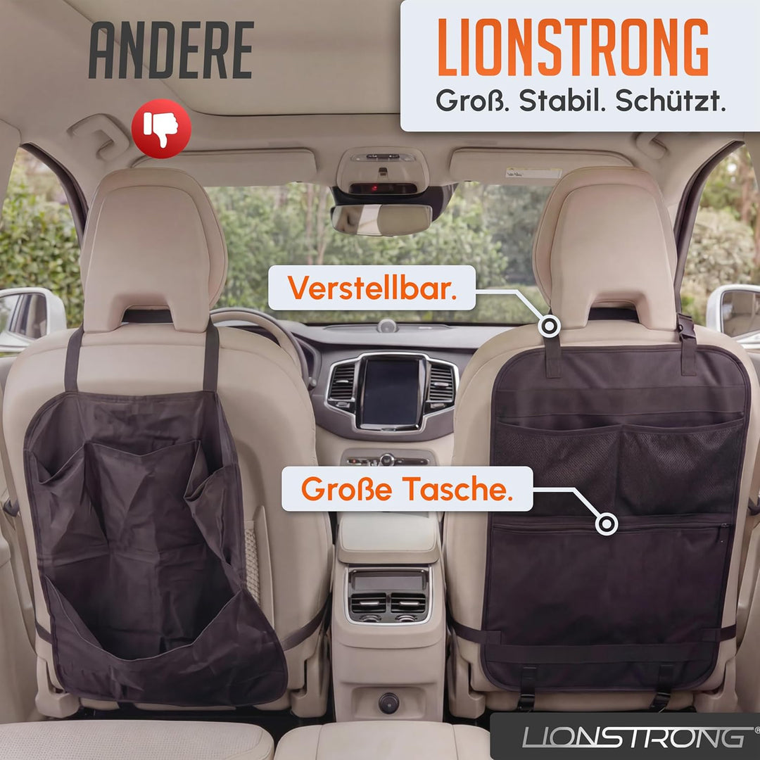 LIONSTRONG® Auto Organizer Kinder Rücksitz schwarz [WASSERDICHT] - Rückenlehnenschutz Auto Kinder un