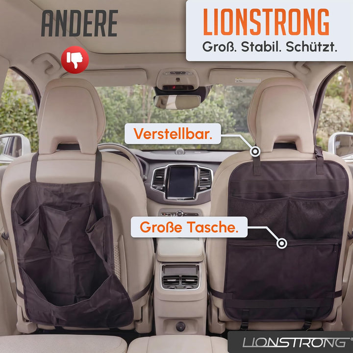 LIONSTRONG® Auto Organizer Kinder Rücksitz schwarz [WASSERDICHT] - Rückenlehnenschutz Auto Kinder un