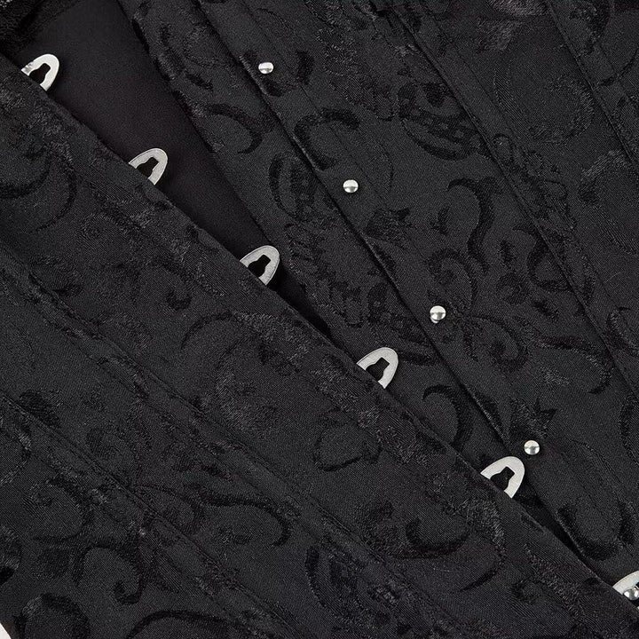 Josamogre Schwarz Korsett Damen Corset Top Sexy Corsage Korsage Vollbrust Spitze Lace Ärmel Weg Von