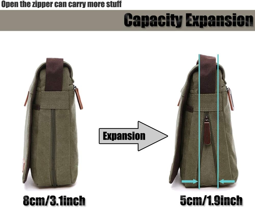 LOSMILE Herren Umhängetaschen, Leinwand Schultertaschen, Laptoptasche,Schulranzen, für Schule und Ar